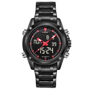 NAVIFORCE board noir rouge NF9050M montre homme de luxe original montre à quartz analogique numérique en métal